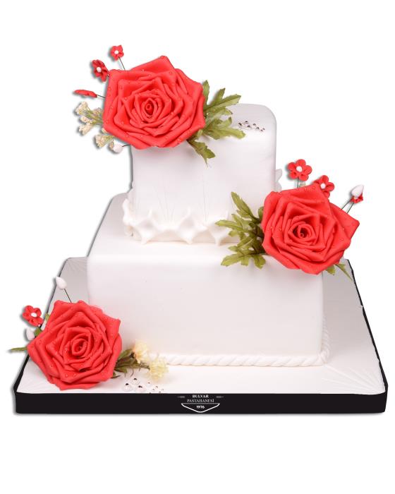 Kırmızı Gül Düğün Pastası